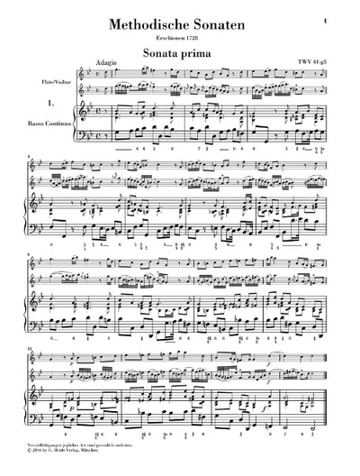 Methodical Sonatas for Flute or Violin and Continuo - Volume 1