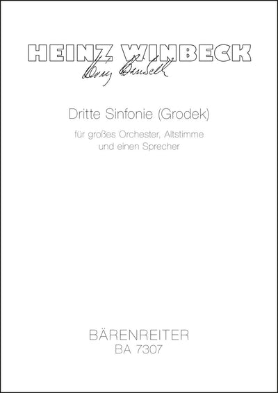 Dritte Sinfonie für großes Orchester, Altstimme und einen Sprecher "Grodek" (1987/1988) by Winbeck, Heinz