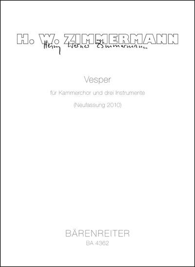Vesper for Chamber Choir and three Instruments by Zimmermann, Heinz Werner