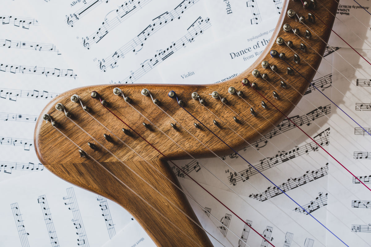 Sheet music with harp